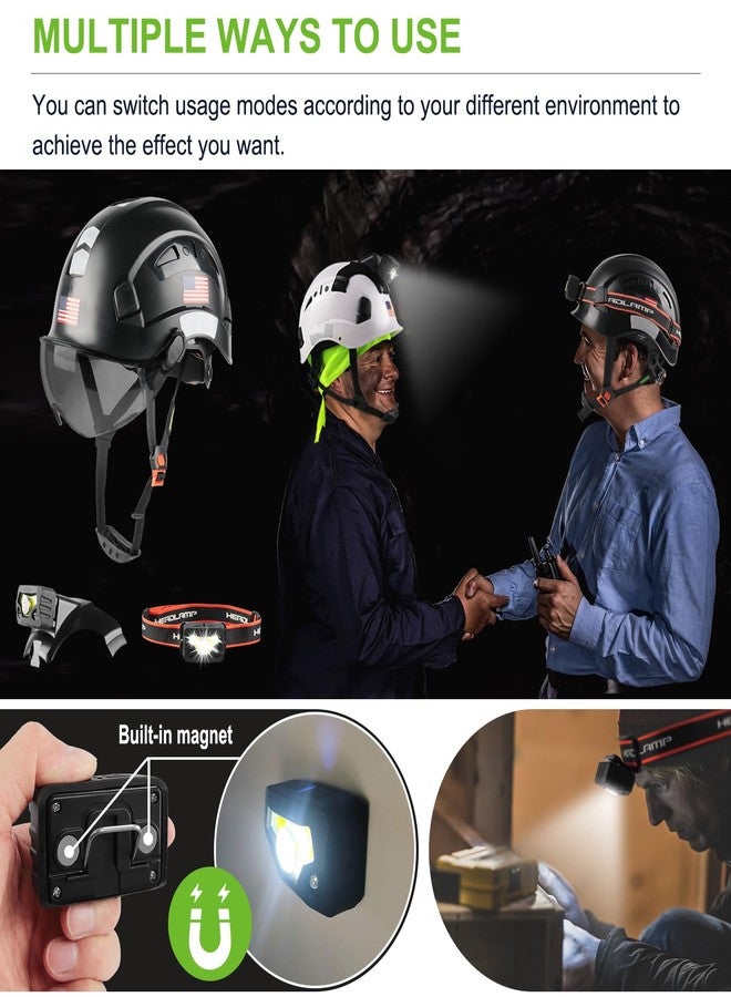 GREEN DEVIL Safety Hard Hat with Rechargeable Headlamp Light Men Vented Work Hardhat ANSI Z89.1 Approved Cascos de Construccion Ideal for Industrial Construction Helmet Liner Included - Image 3
